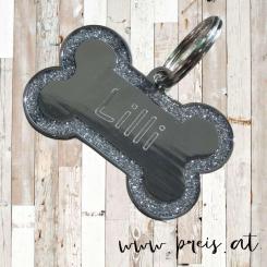 Silberne Knochenanhänger mit Glitzer 